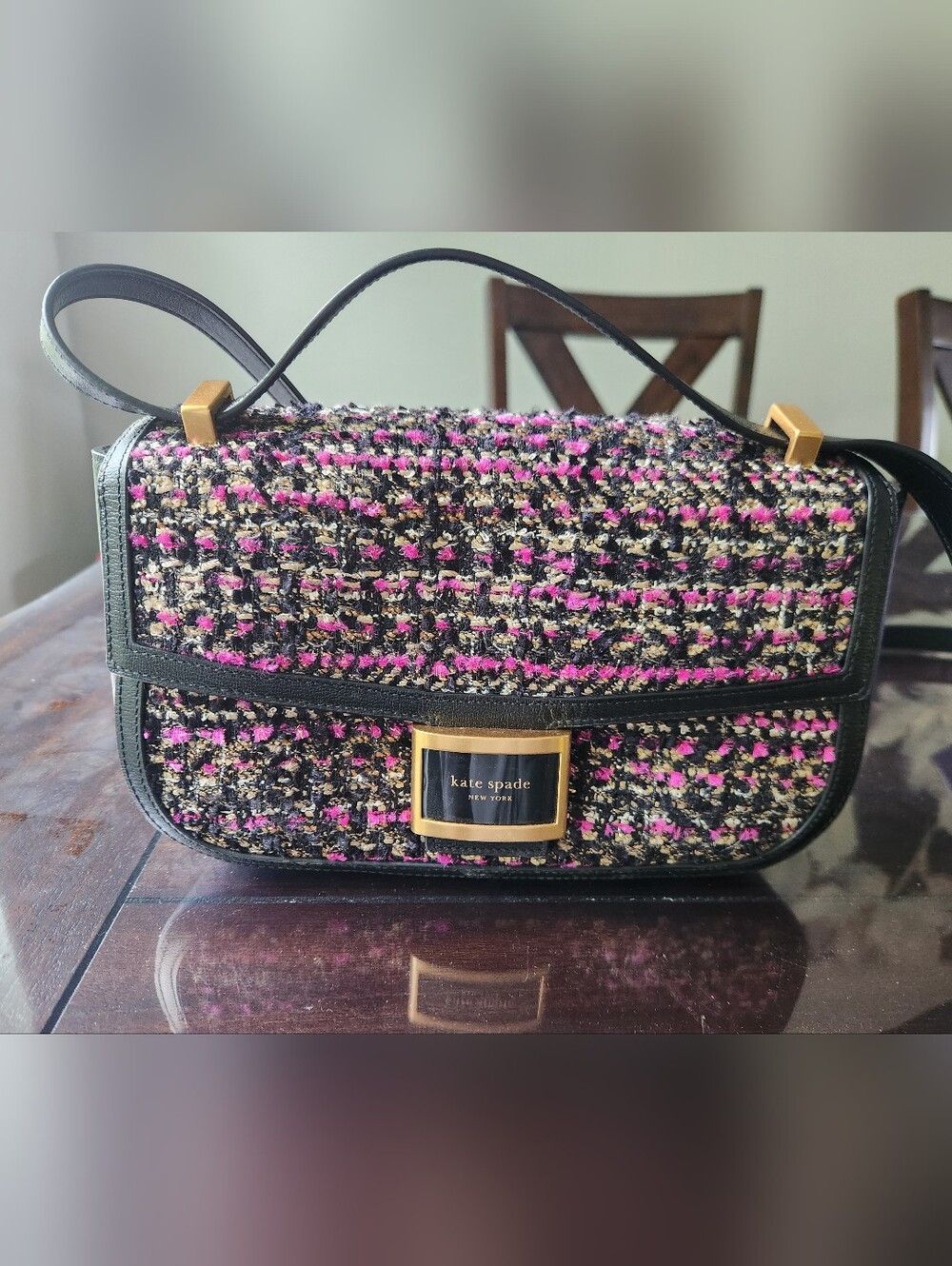 Kate spade Black and Pink Tweed Crossbody Bag